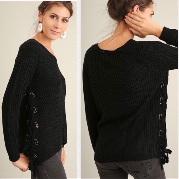 🖤2 LEFT Black Long Sleeve Knit Sweater. S-L - Picture 2 of 6